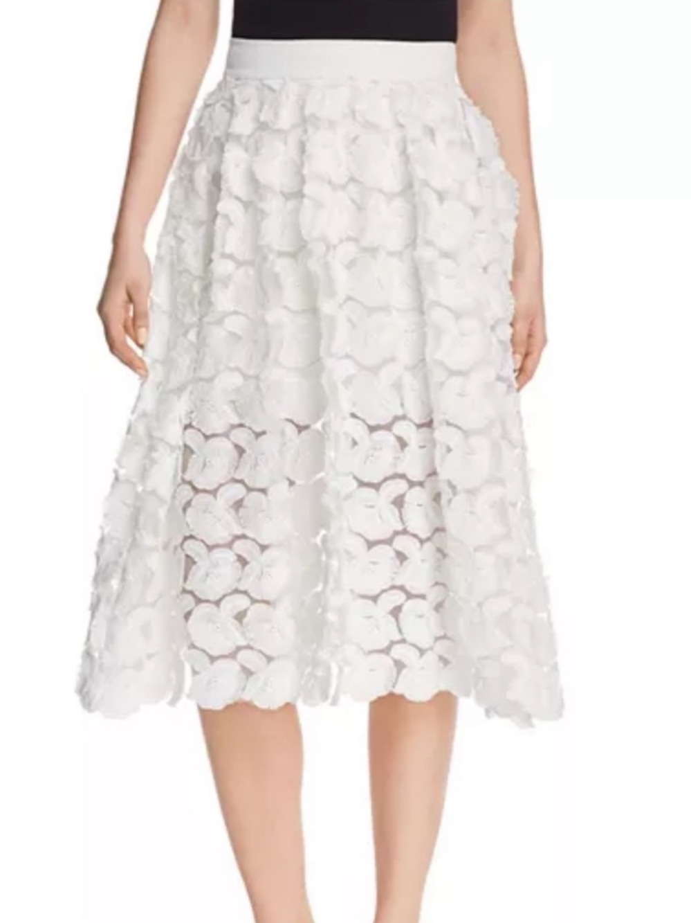 Maje White Rossette Appliqué Jardin Skirt Size 38 Size Small